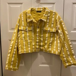 Striped trucker denim jacket